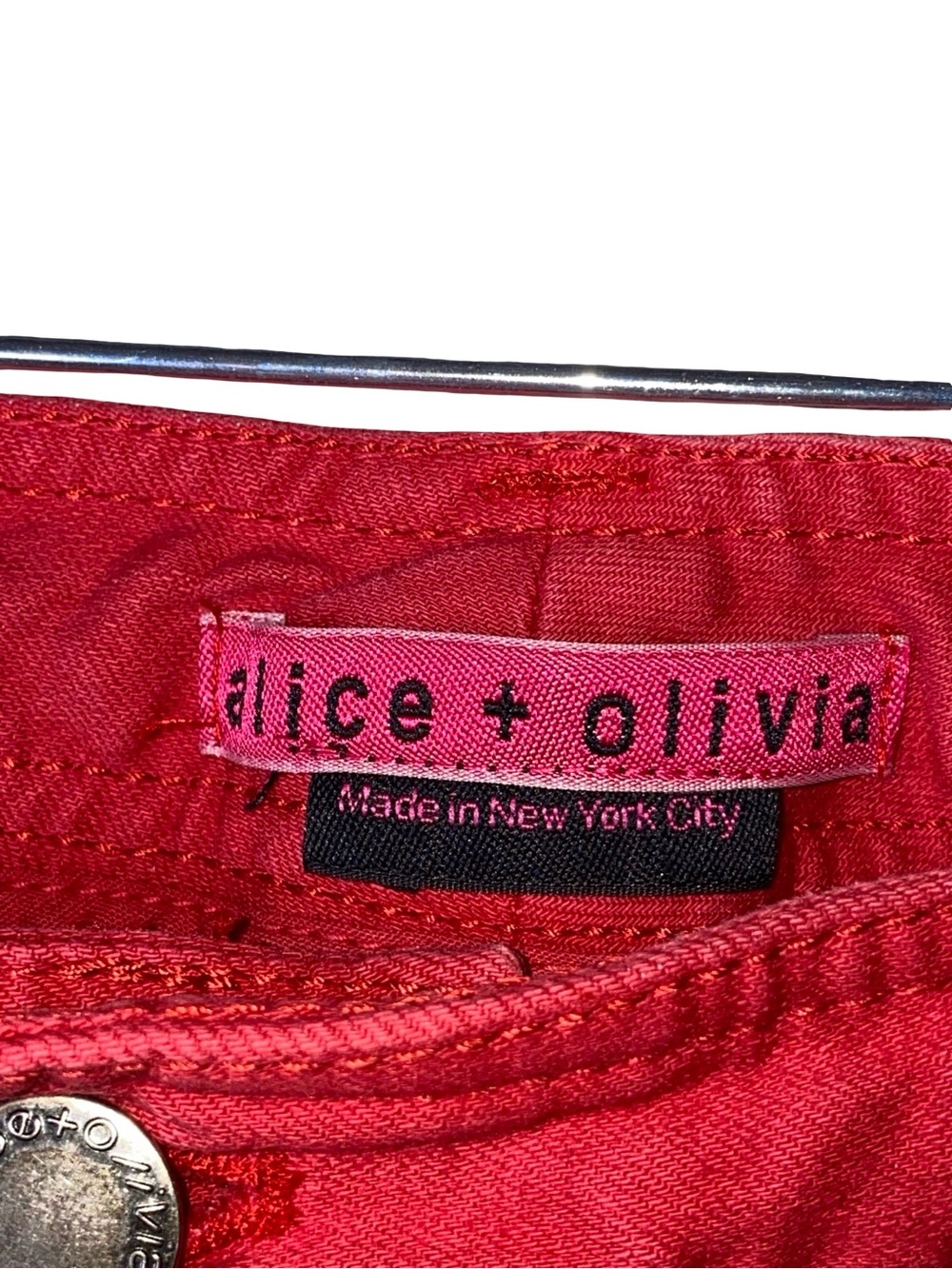Alice + Olivia Red Flare Jeans Low Rise Bell Bottom Pants Size 8 - Picture 5 of 8